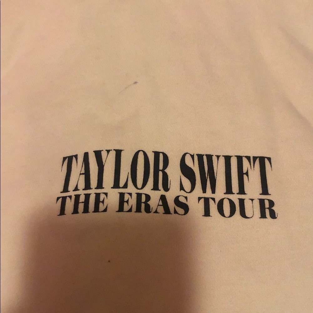 Taylor Swift Cream Hoodie with Black Tour Print